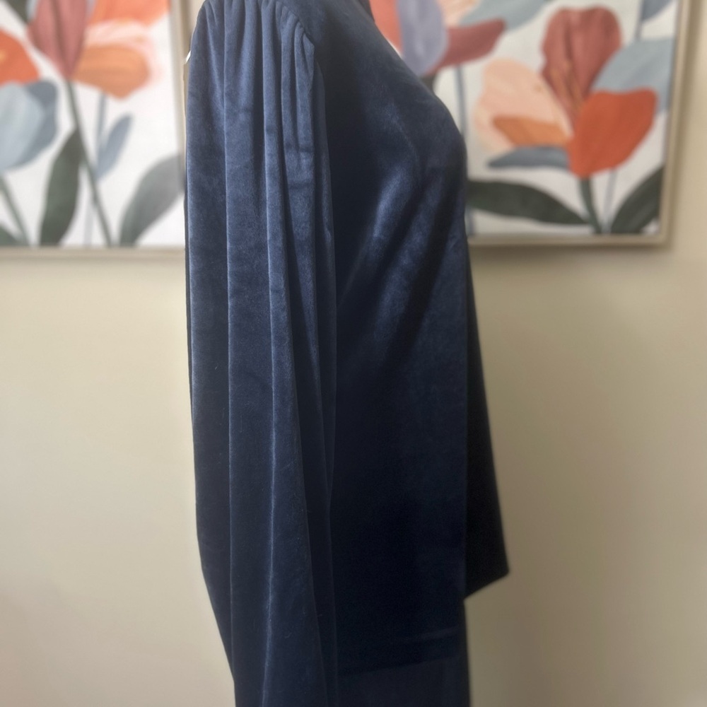 LOFT Midnight Blue Micro-Velvet Blouse - Picture 4 of 5